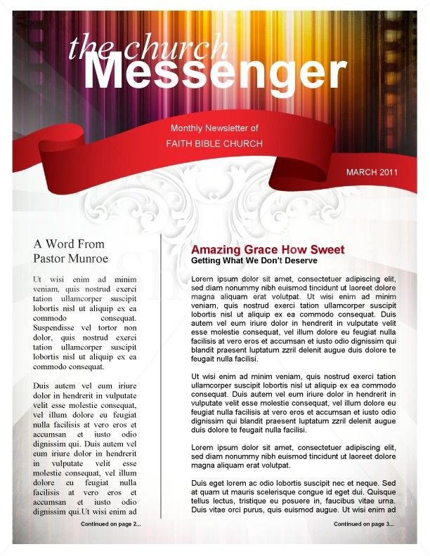 Free Church Newsletter Templates Colors Church Newsletter Template Page 1