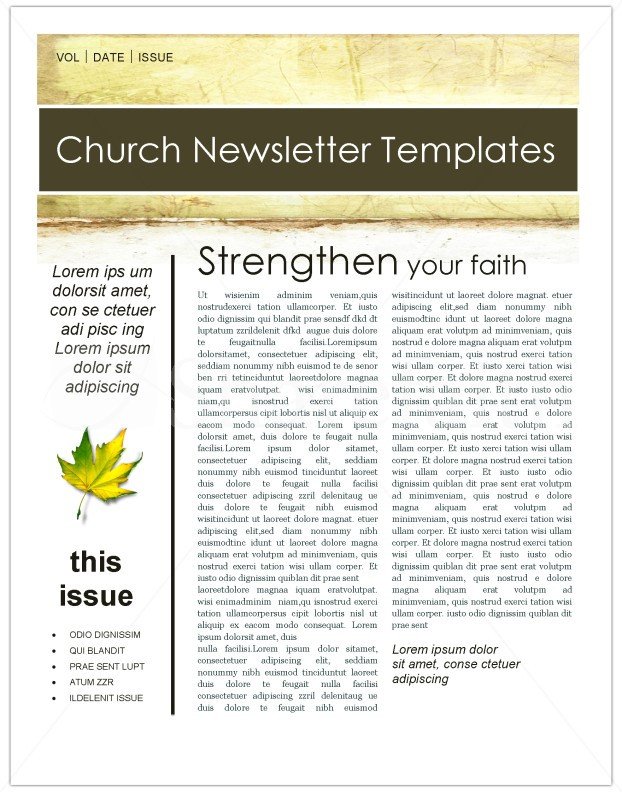 Free Church Newsletter Templates Fall Leaves Church Newsletter Template Template