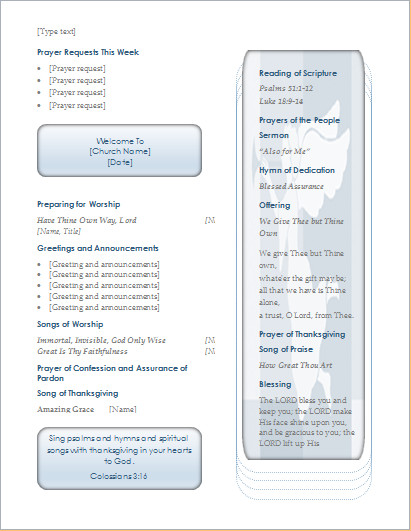 Free Church Programs Template Church Program Template for Ms Word and Writer