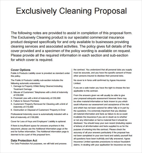 Free Cleaning Proposal Template 16 Cleaning Proposal Templates Pdf Word