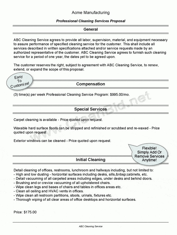 Free Cleaning Proposal Template 6 Cleaning Proposal Templates – Proposal Template