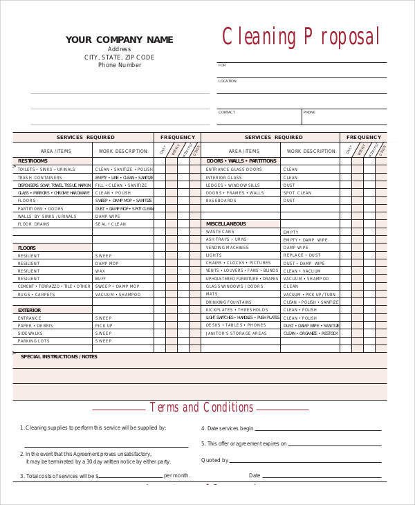 Free Cleaning Proposal Template Proposal form Templates