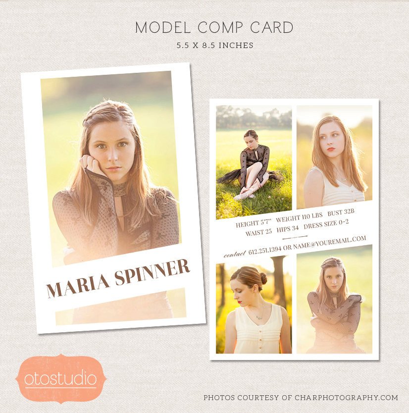 Free Comp Card Template Sale Model P Card Shop Template Editorial Chic