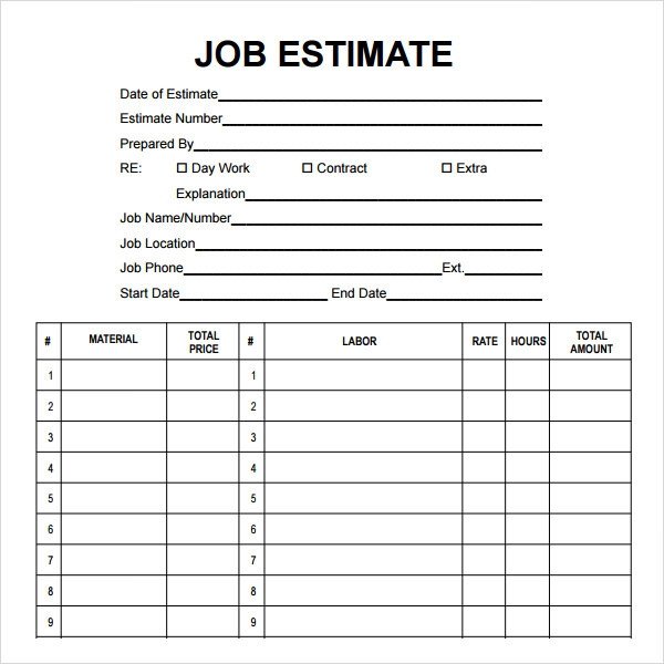 Free Construction Estimate Template Pdf Sample Job Proposal Template 12 Free Documents Download