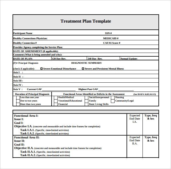Free Counseling forms Templates Sample Treatment Plan Template 7 Free Documents In Pdf
