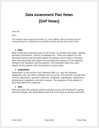 Free Dap Note Template Dap Notes Sheets Templates for Ms Word