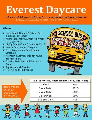 Free Daycare Flyer Templates 5 Free Daycare Flyer Templates