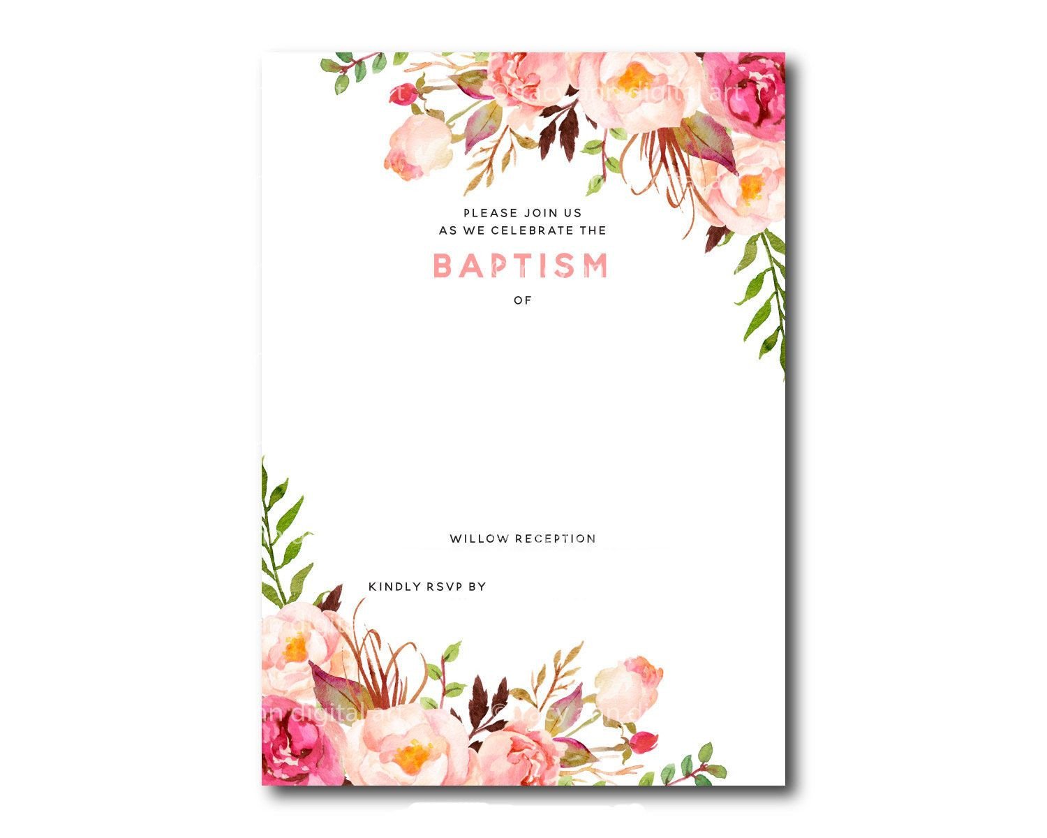 Free Download Invite Templates Awesome Free Template Free Printable Baptism Floral