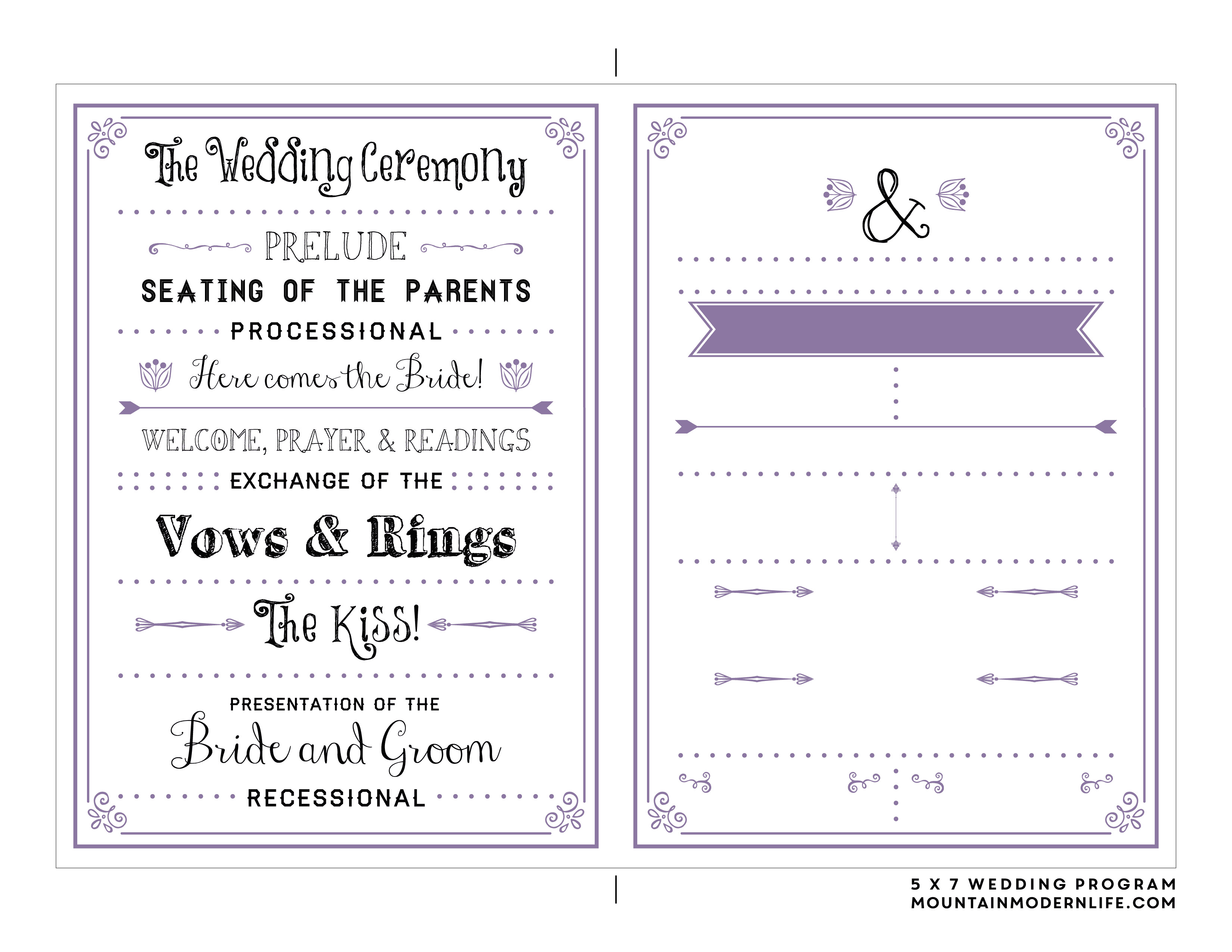 Free Downloadable Wedding Program Templates Free Printable Wedding Program