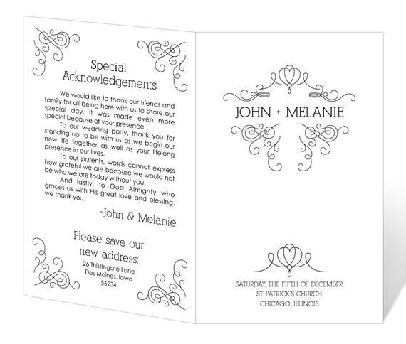 Free Downloadable Wedding Program Templates Wedding Program Template Printable Instant Download