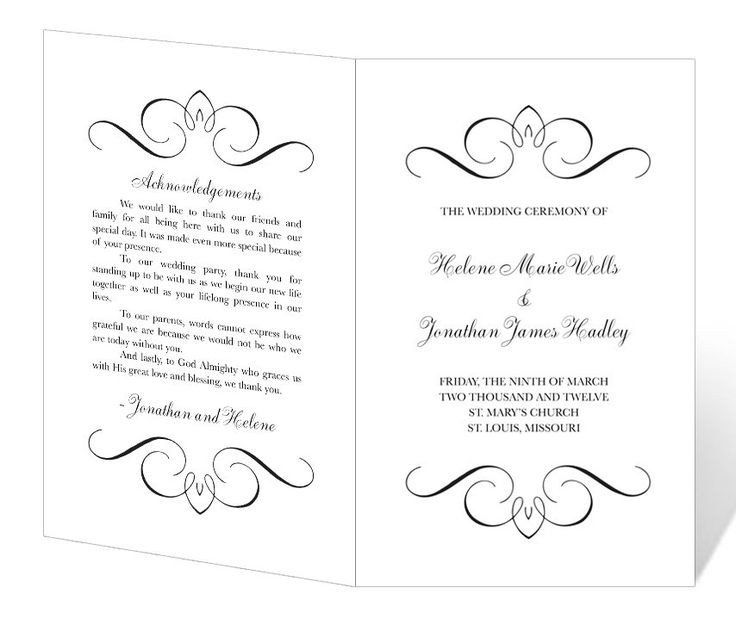 Free Downloadable Wedding Program Templates Wedding Program Template Printable Instant Download