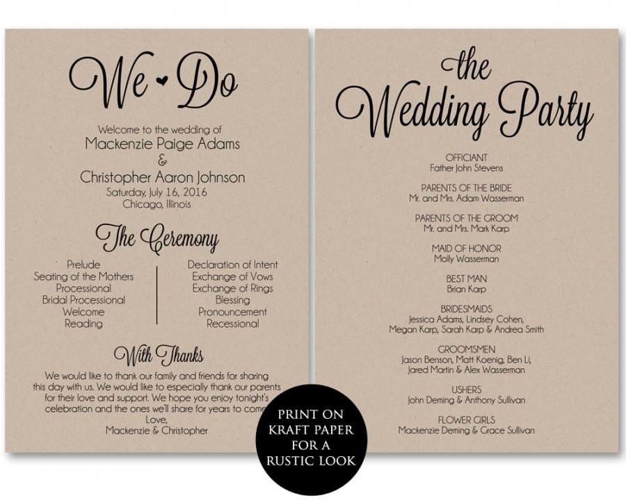 Free Downloadable Wedding Programs Templates Ceremony Program Template Wedding Program Printable We