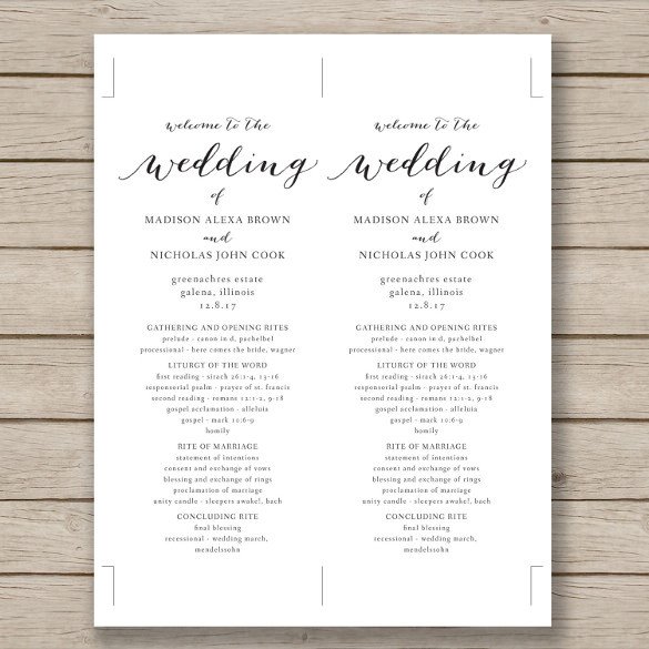 Free Downloadable Wedding Programs Templates Wedding Program Template 41 Free Word Pdf Psd