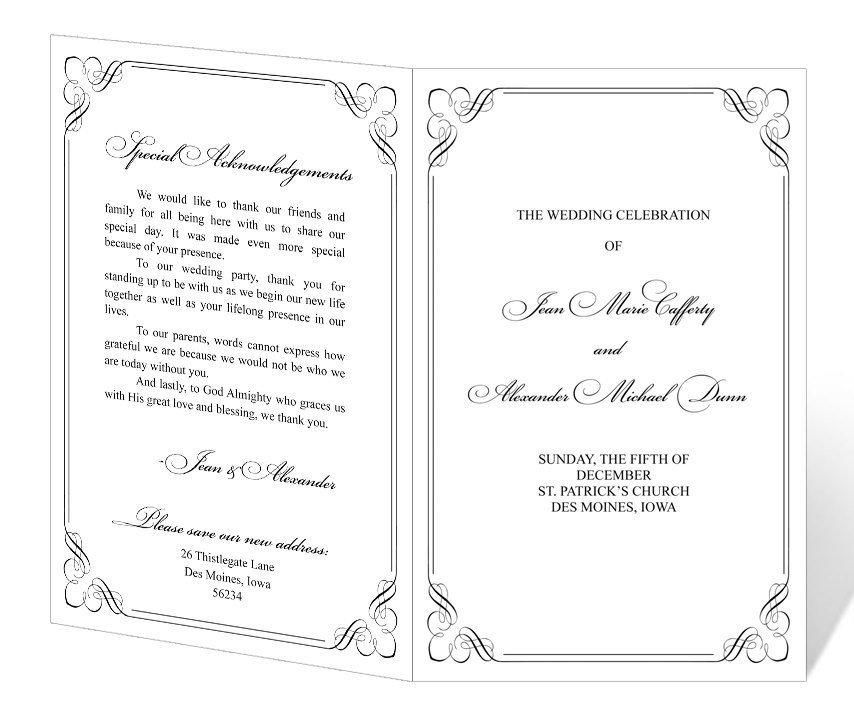 Free Downloadable Wedding Programs Templates Wedding Program Template Printable Instant Download
