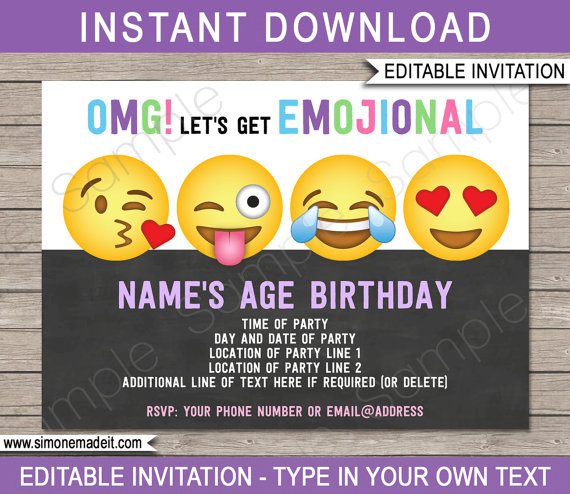 Free Emoji Invitation Template Emoji Invitation Template Emoji Birthday Party theme