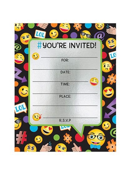 Free Emoji Invitation Template Need Emoji Foil Birthday Party Invitations 8 Count for