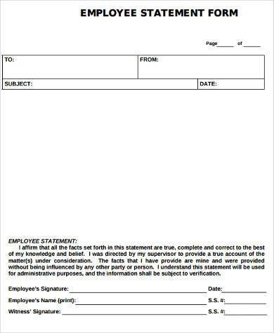 Free Employee Earnings Statement Template Employee Statement form Samples 9 Free Documents In