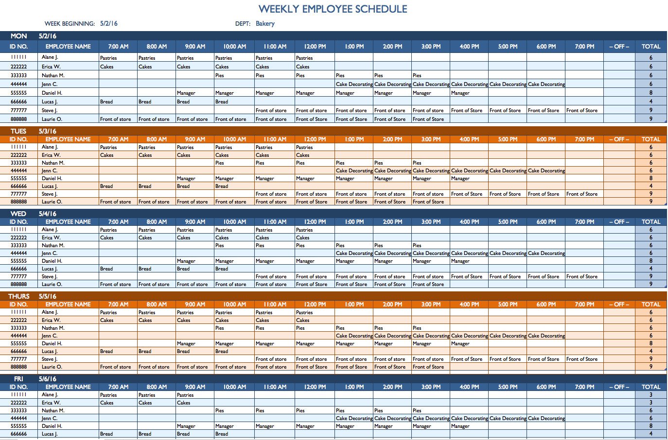 Free Employee Schedule Template Free Weekly Schedule Templates for Excel Smartsheet