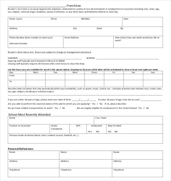 Free Employment Application Template Download 15 Job Application Templates – Free Sample Example