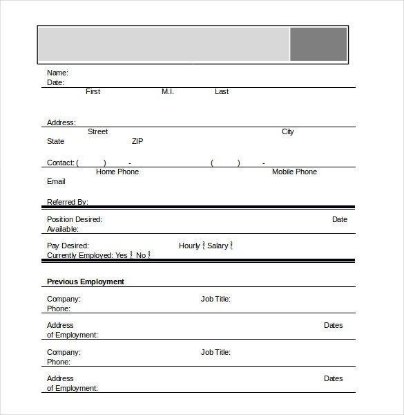 Free Employment Application Template Download Application Template – 18 Free Word Excel Pdf Documents