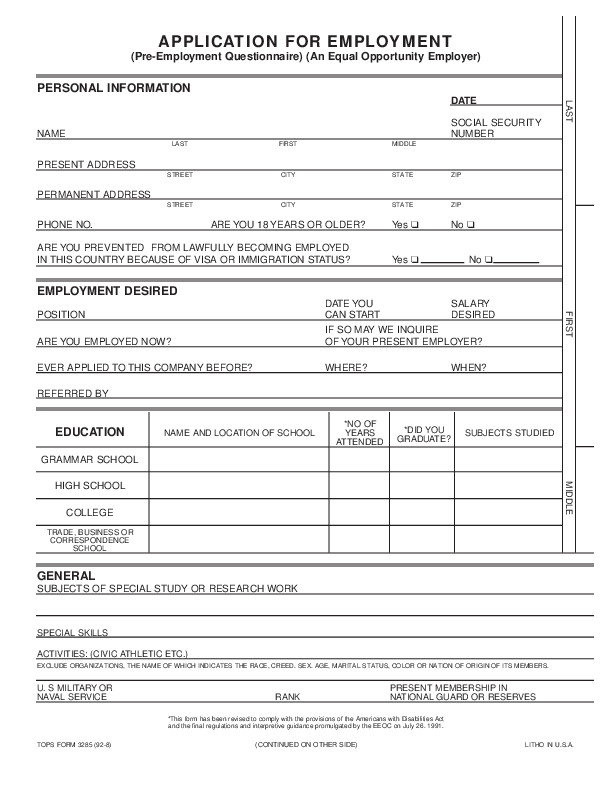 Free Employment Application Template Download Blank Job Application form Samples Download Free forms