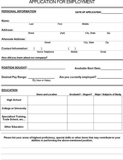 Free Employment Application Template Download Job Application form Pdf Download for Employers