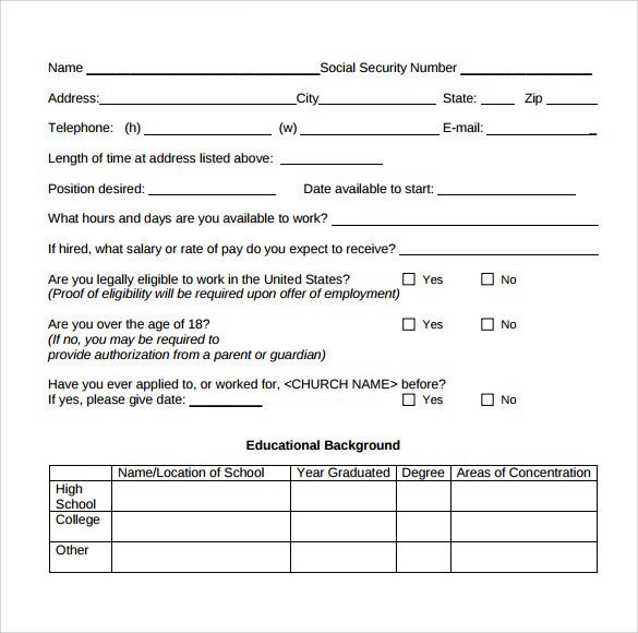 Free Employment Application Template Download Job Application Template 8 Download Free Documents In Pdf