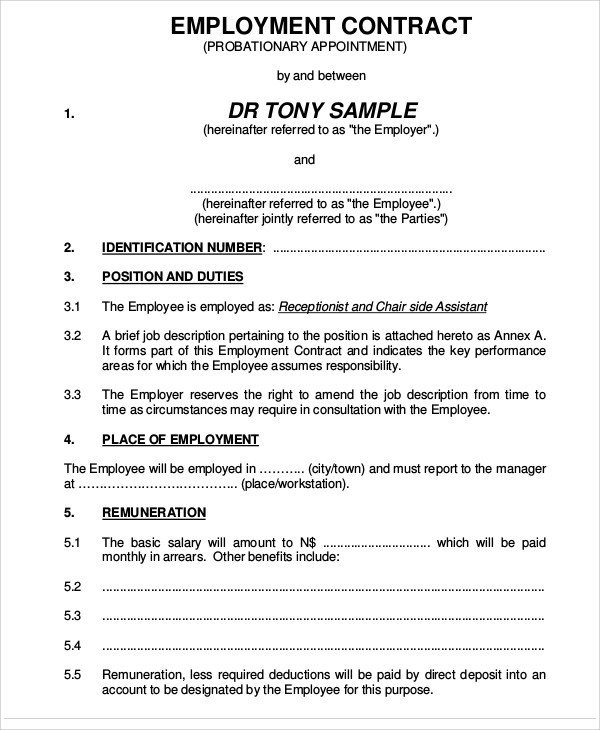 Free Employment Contract Template 18 Employment Contract Templates Pages Google Docs