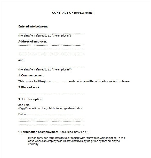 Free Employment Contract Template 18 Job Contract Templates Word Pages Docs