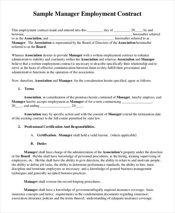 Free Employment Contract Template Employment Contract Template 21 Sample Word Apple