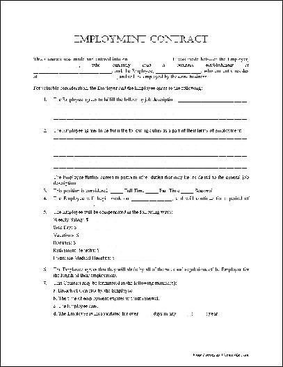 Free Employment Contract Template Free Basic Employment Contract From formville Contract