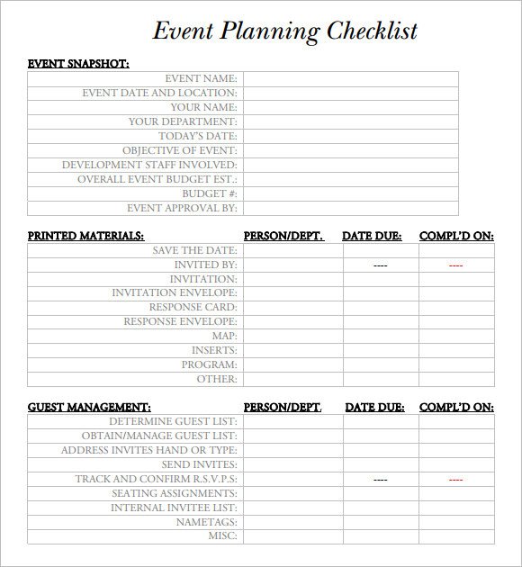 Free event Planning Templates 16 event Planning Checklist Templates Free Sample