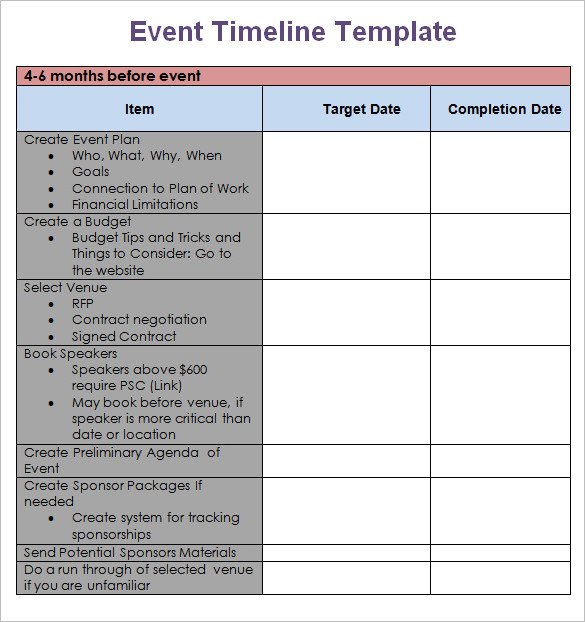 Free event Planning Templates 8 event Timeline Templates Free Sample Example format