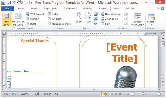 Free event Program Template Free event Program Template for Word