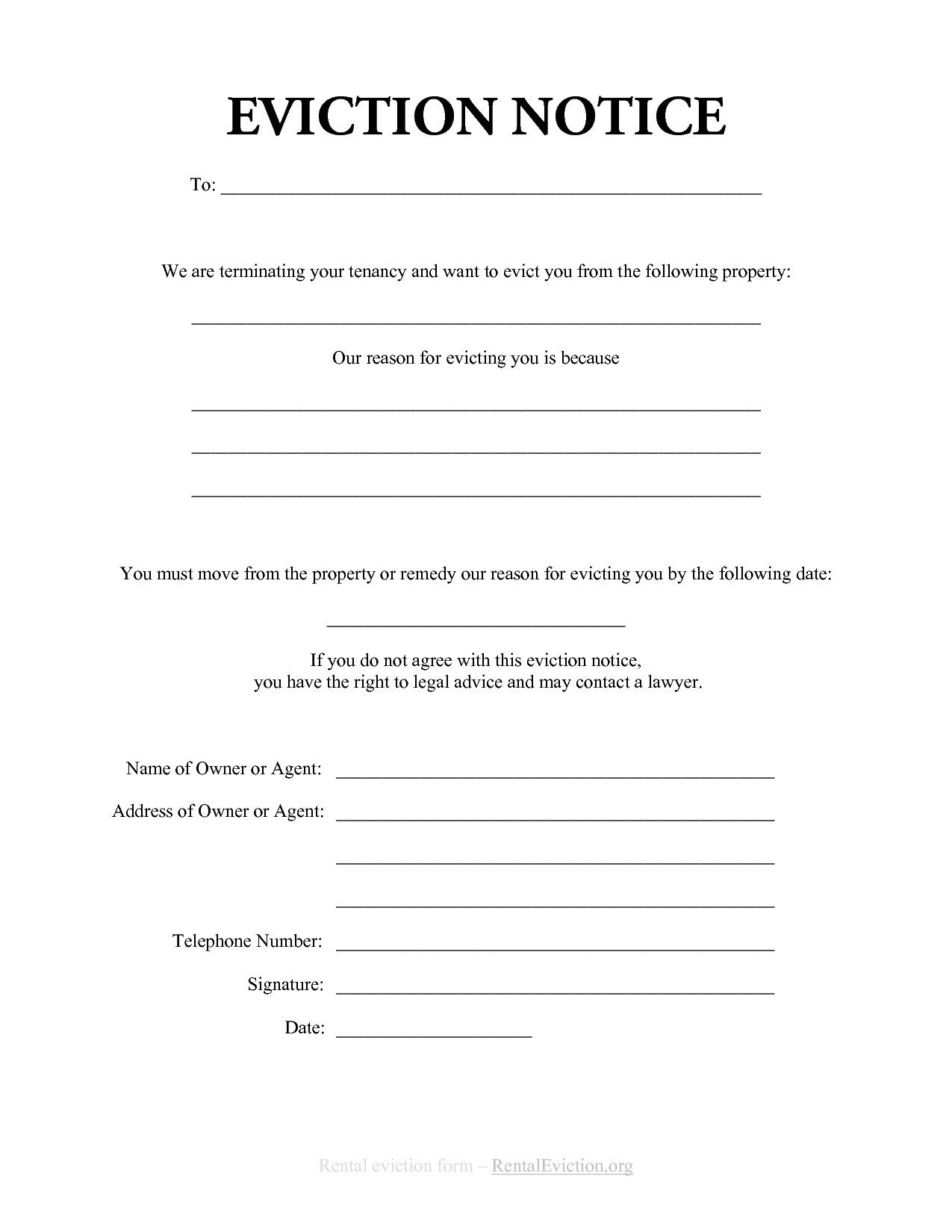 Free Eviction Notice Template Eviction Notice Template