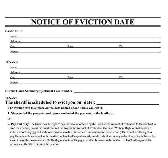 Free Eviction Notice Template Free 38 Eviction Notice Templates In Pdf Doc