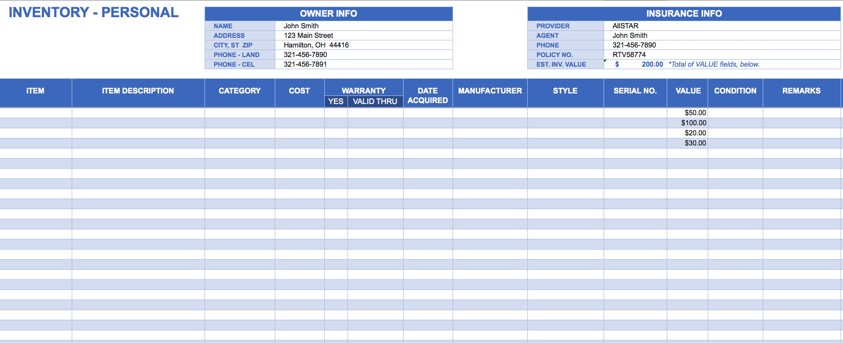 Free Excel Inventory Template Free Excel Inventory Templates