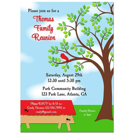 Free Family Reunion Templates Family Reunion Picnic Bbq Park Invitation Printable or