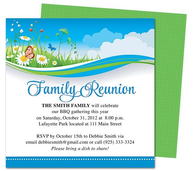 Free Family Reunion Templates Summer Breeze Family Reunion Party Invitation Templates