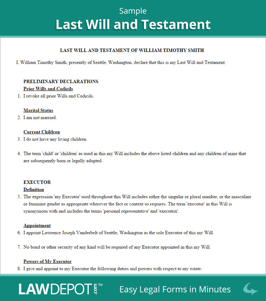Free Florida Wills Template Last Will and Testament Template