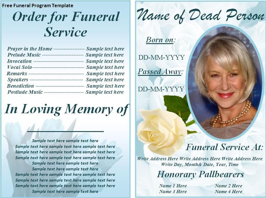 Free Funeral Program Template Word Free Funeral Program Templates