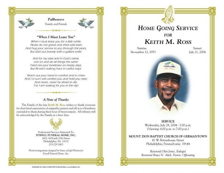 Free Funeral Program Templates Blank Funeral Program Template Best Photos Of Free Funeral