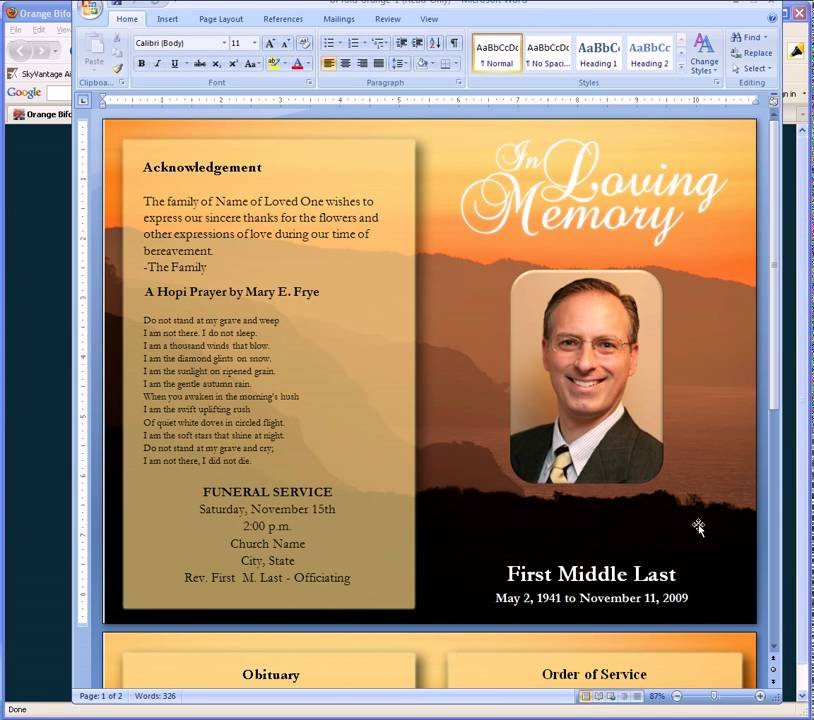Free Funeral Programs Template Download Free Funeral Program Templates