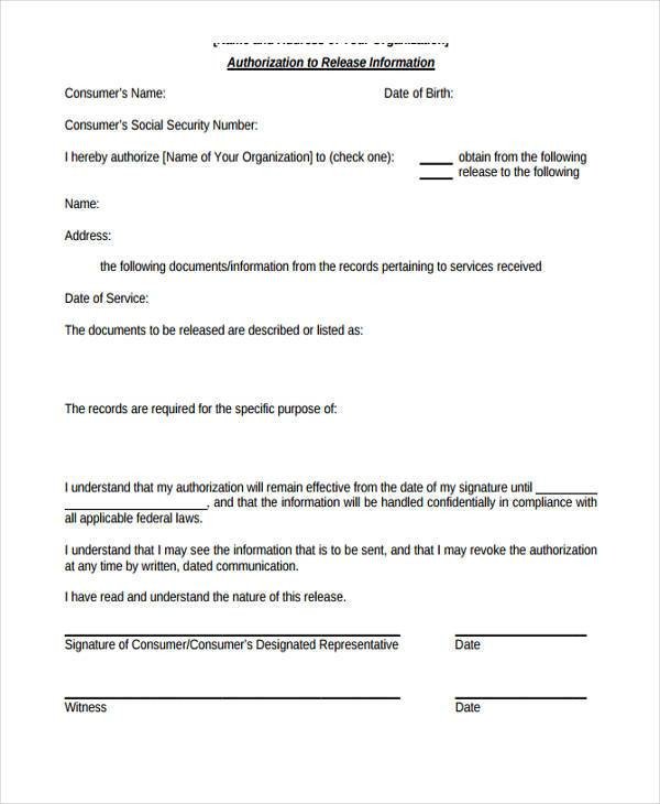 Free General Release form Template Release form Templates