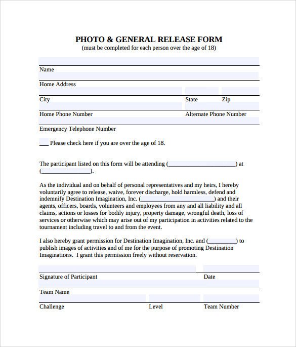 Free General Release form Template Sample General Release form 10 Download Free Documents