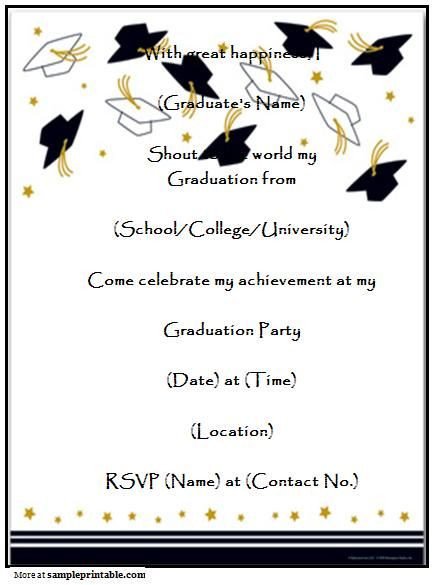 Free Grad Party Invitation Templates Graduation Party Invitation Templates Free Printable