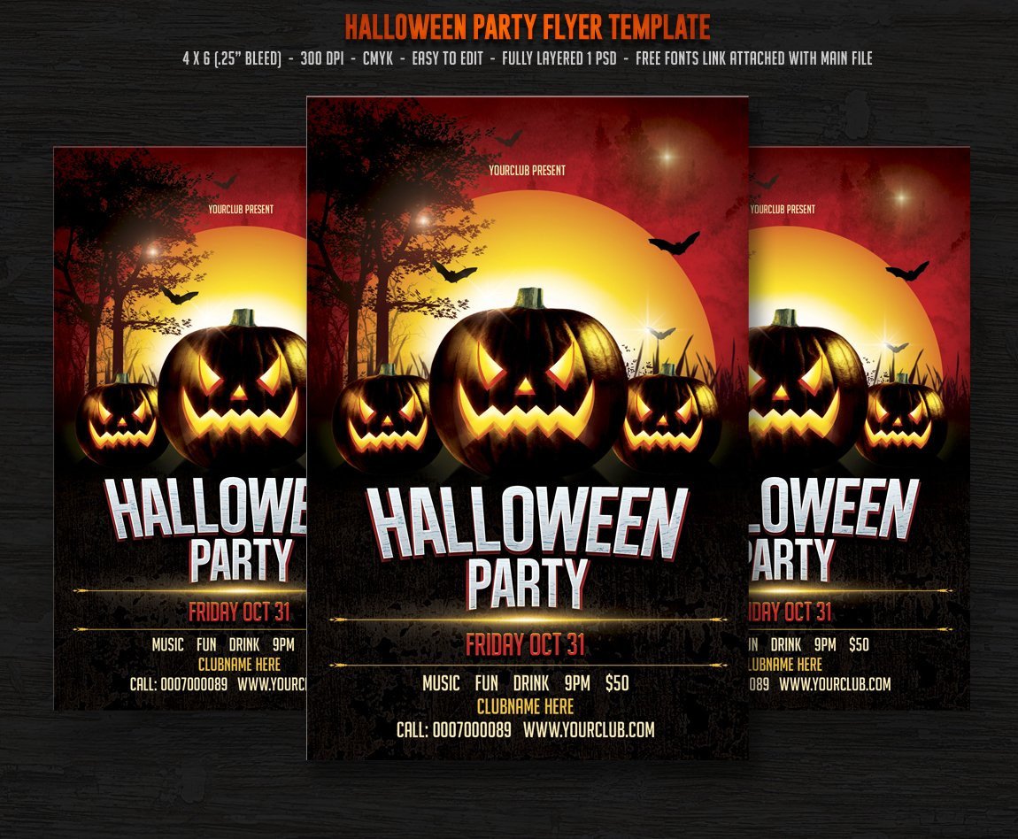 Free Halloween Flyer Templates Halloween Party Flyer Templates Creative Market