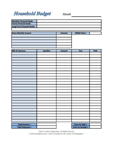 Free Household Budget Template Household Bud Template Free Download Create Edit