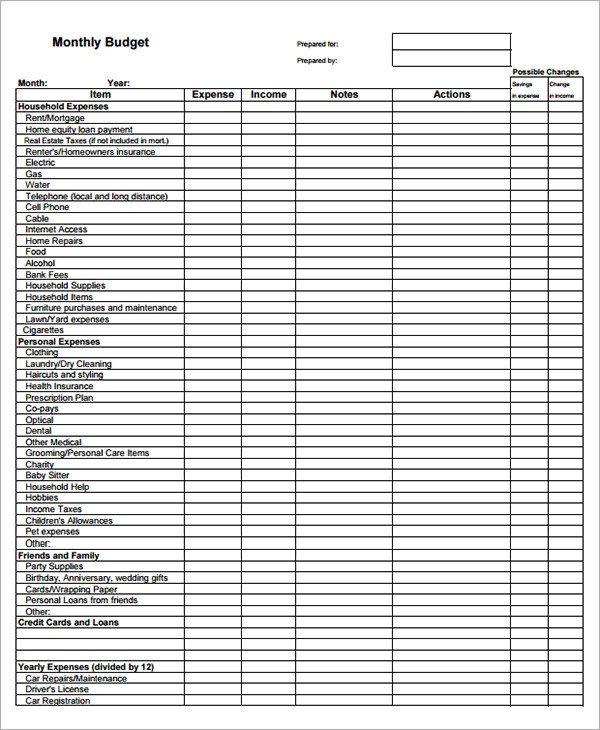 Free Household Budget Template Monthly Bud Template 20 Download Free Documents In