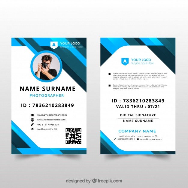 Free Id Card Templates Id Card Template with Flat Design Vector